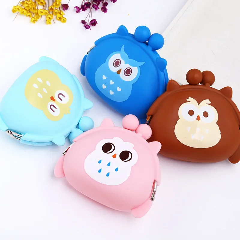 

New Owl Cartoon Silicone Coin Purse Bag Girls Smart Fashion Washable Cute Change Purse Wallet Women Decoration Bag Monedas Mujer