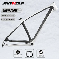Lightweight 26ER*5.0inch Carbon Fat Bike Frame BSA Thru Axle 197*12mm 150*15mm Snowbiking Bicycle Frameset MTB Carbon Fat Frame