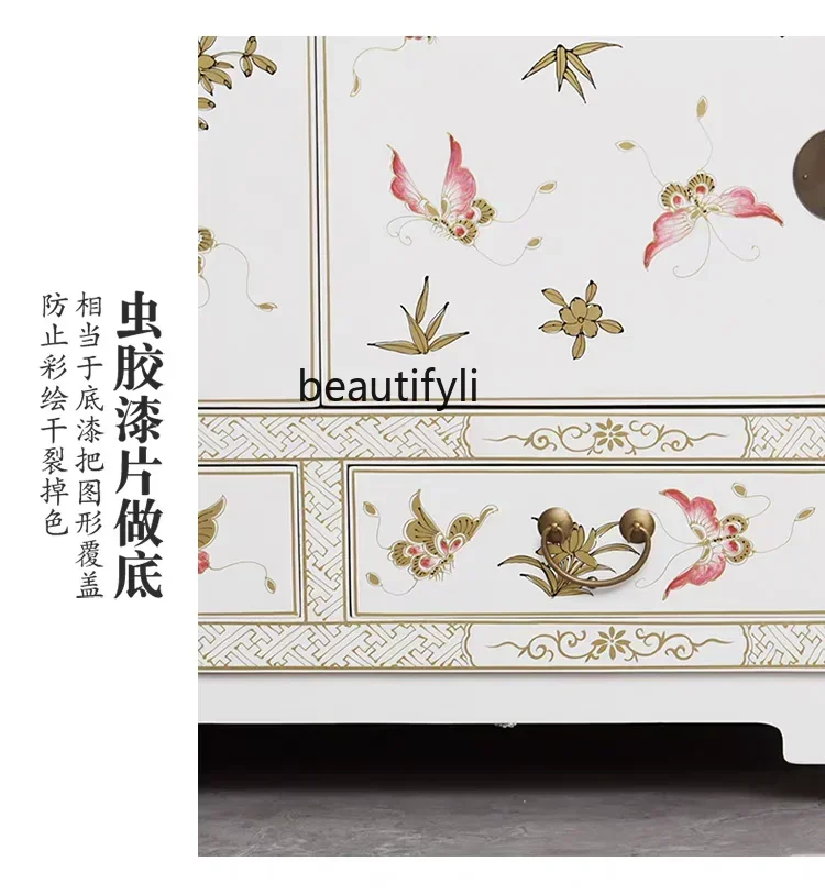 Q181 New Chinese solid wood painted classical pine bedroom storage large wardrobe antique mortise and tenon decorative cabinet