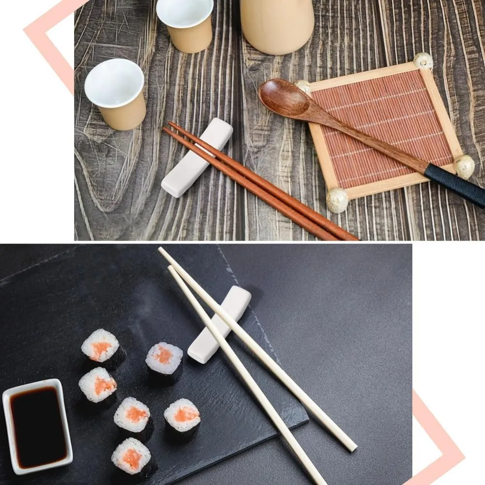 12Pcs Chopstick Rest White Japanese Porcelain Chopsticks Holder Ceramic Chinese Dinner Spoon Fork Brush Pen Stand Rack Set view 5