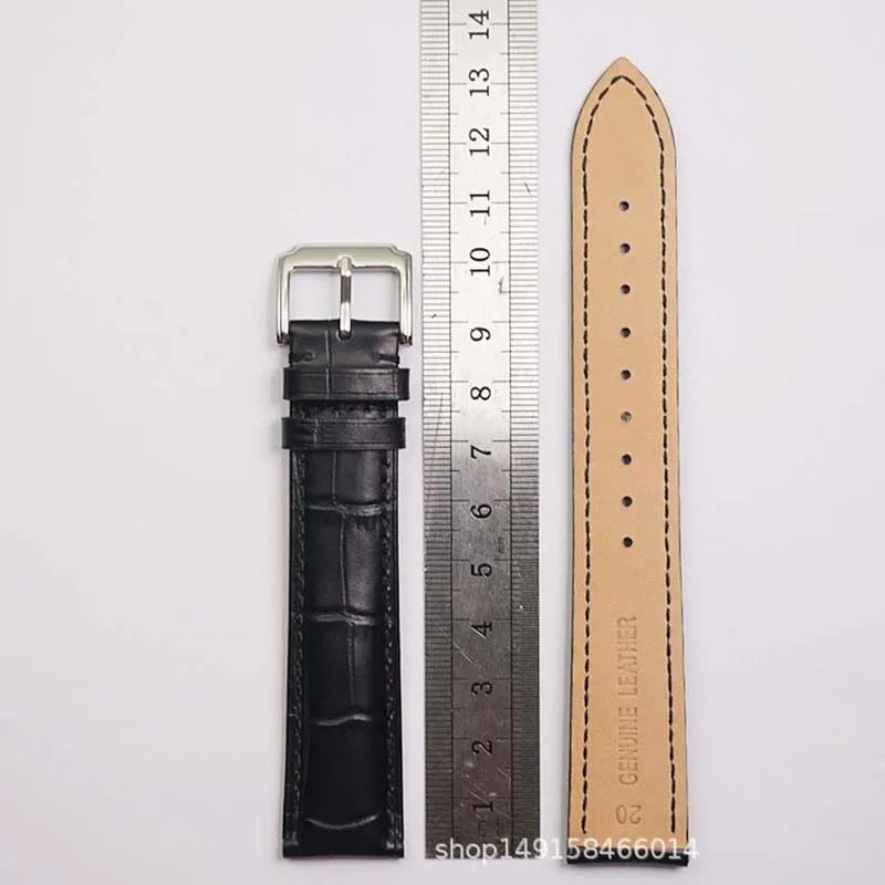 حزام ساعة من الجلد الطبيعي الممتد لأي حزام ساعة أسود بني 20 مم 21 مم 22 مم XL مقاس 135 + 90 مم سوار معصم من جلد البقر