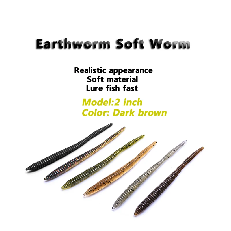 

25 PCS/Pack of Fishing Bait Earthworm Soft Insect Realistic Shape Artificial Fake Bait Simulation Bait Fishing Tool（2 Inch）