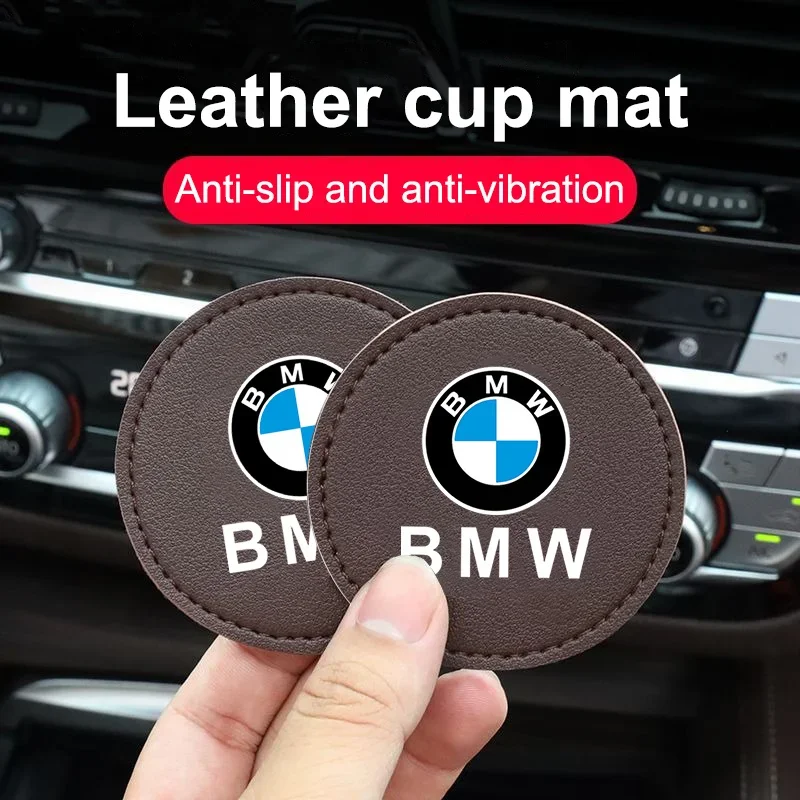 2Pcs Leather Car Coaster Water Cup Bottle Holder Anti-slip Pad Mat For BMW M F20 F40 F22 F30 E90 F32 F10 F06 F07 F46 M3 M4 M5