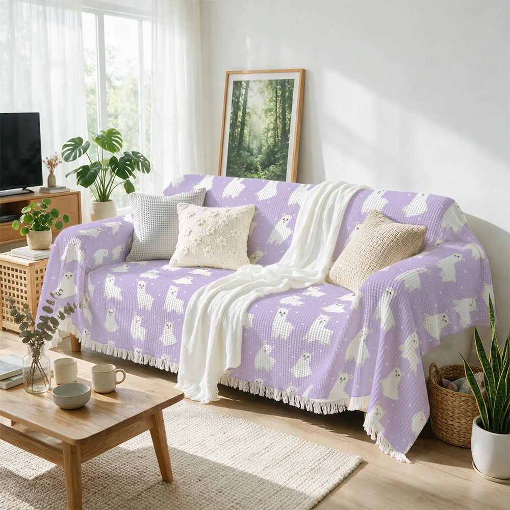 Cute Sheep Print Throw Blanket for Sofa Couch Decor Cozy Living Room Home Accent Multi-Purpose Knit Throw Cover