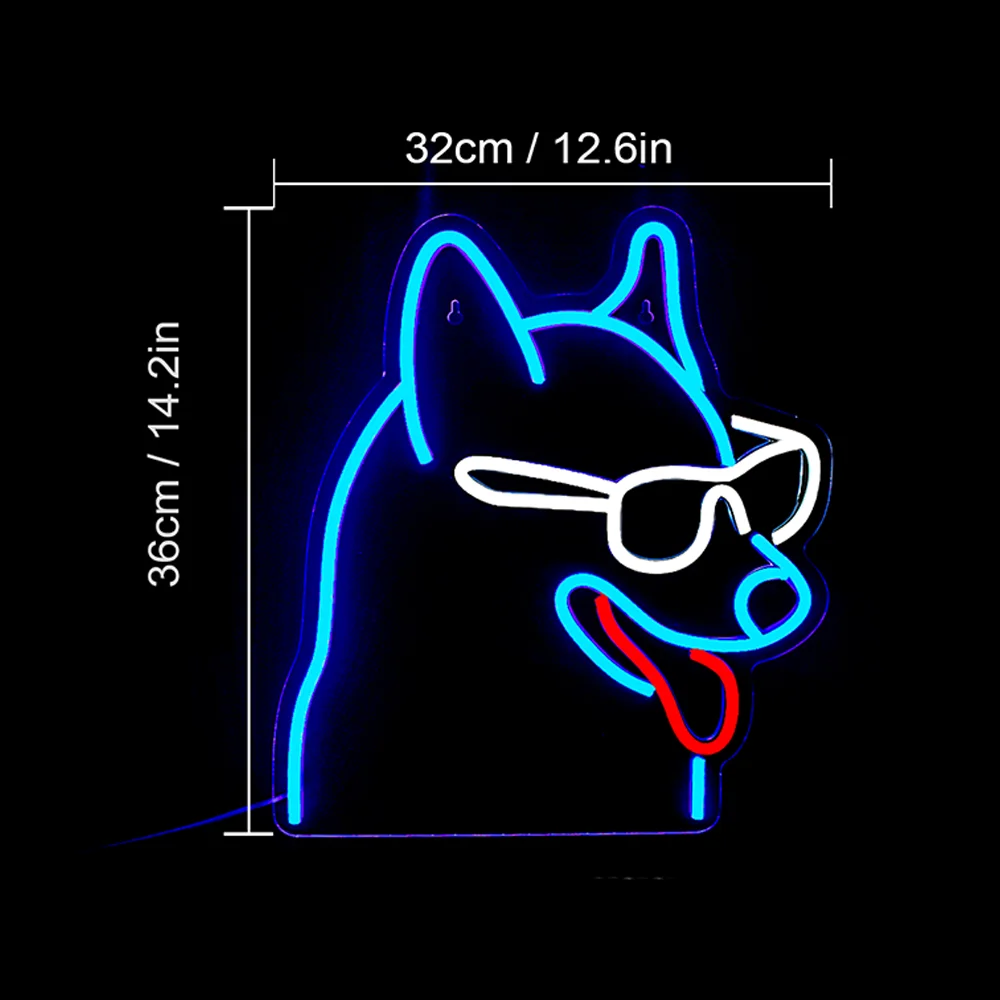 Imagem -04 - Sinal Led Neon Light para Wall Decor Cool Puppy Neon Light Alimentado por Usb Anime Light up Signs Pet Shop Kid Room