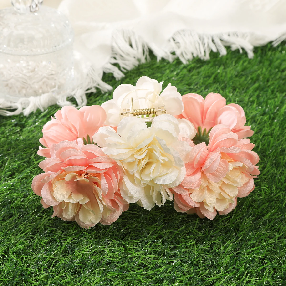 AWAYTR Phalaenopsis Orchid Hair Claw Flower Shark Clip Women Retro Floral Exaggerated Wedding Party Hair Clip Hair Accessories