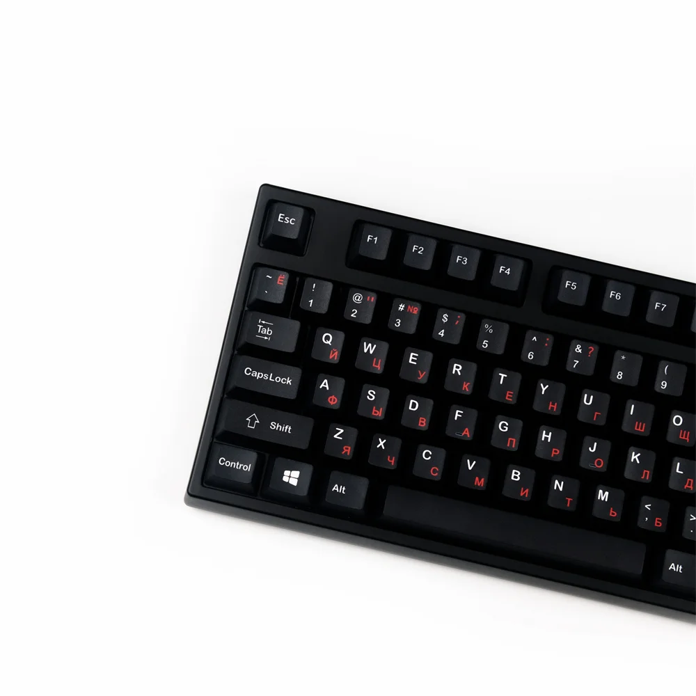 128 Keys Black Russian Keycaps PBT DYE-Sublimation Key Cap Cherry Profile  For MX Switch Mechanical Keyboards