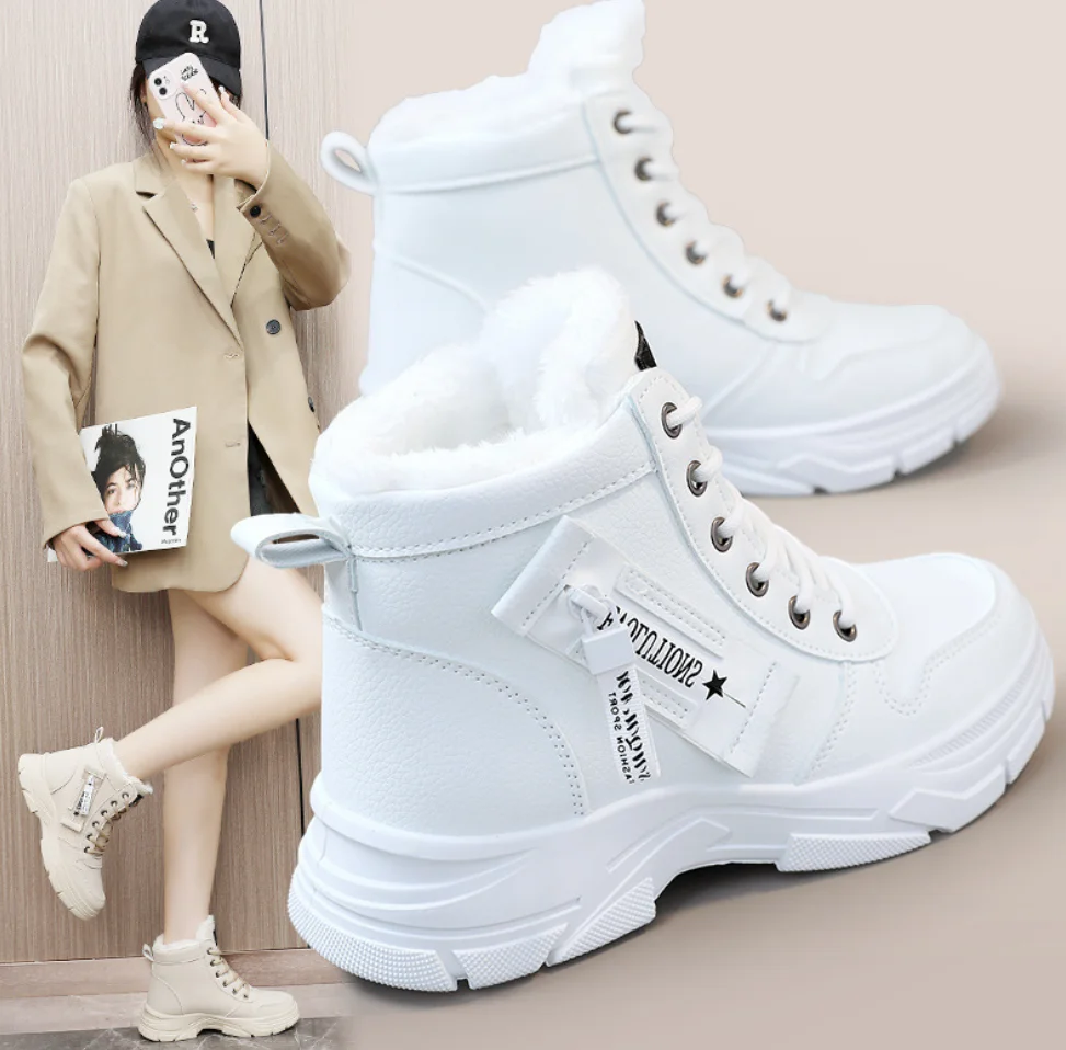 Botas Mujer 2024 Winter Platform Lncrease Ankle Shoes Women Plush Snow Boots Outdoor High Top Warm Sneakers Ladies Footwear