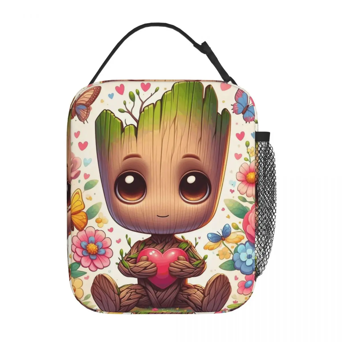 أكياس الغداء المعزولة الهزلية المخصصة من Groot للمدرسة والمكتب والطعام الرسوم المتحركة القابلة لإعادة الاستخدام صندوق الغداء الحراري المبرد للنساء والأطفال