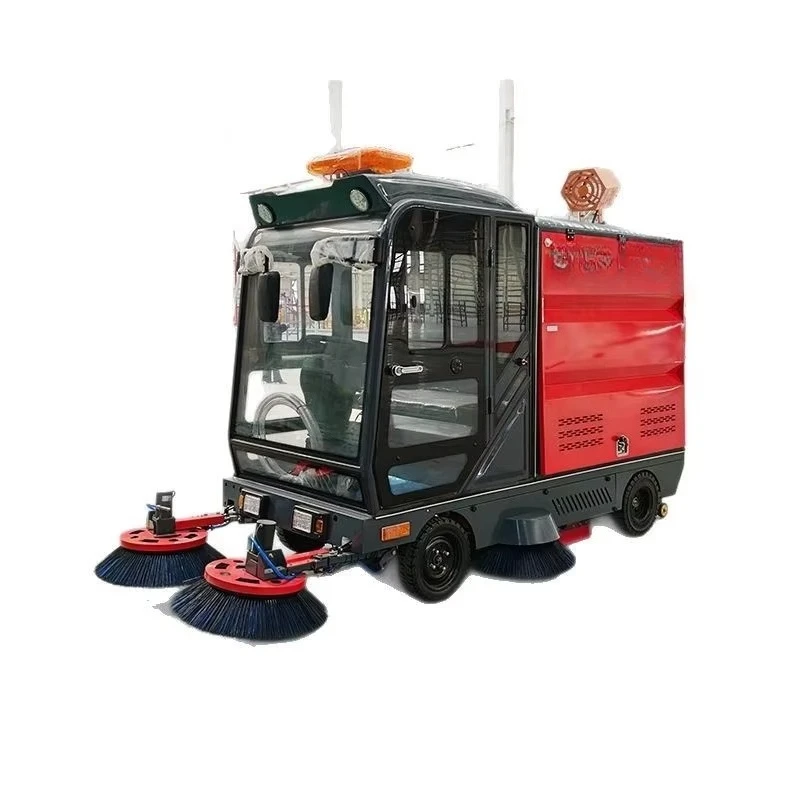 Ride-On Electric Road Sweeper Multifunctional Large Sanitation with Leaf Collection & Park Dump New Condition