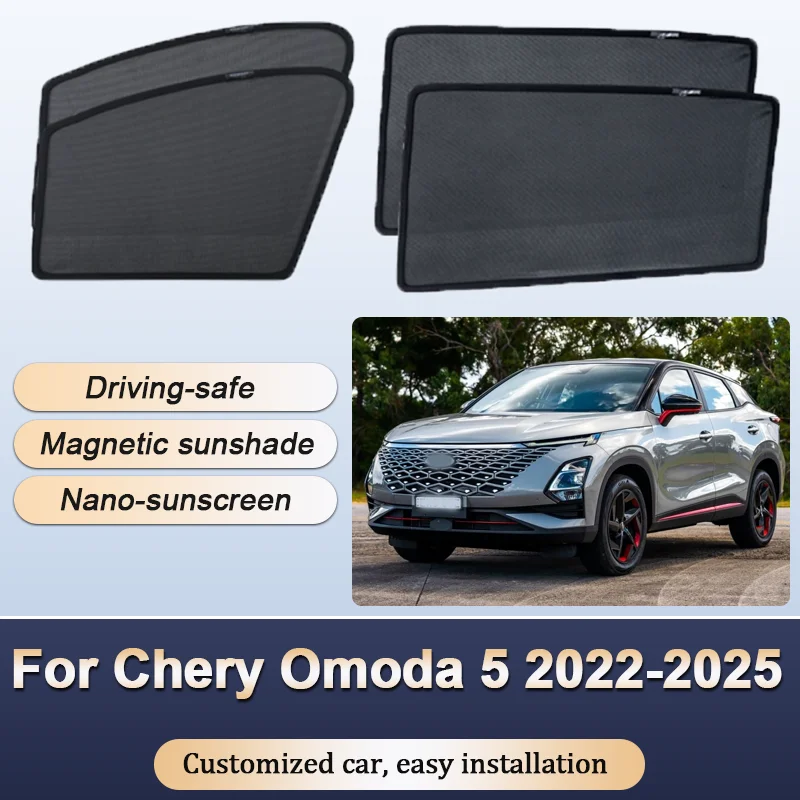 Sun Shades For Chery Omoda 5 C5 FX 2022 2023 2024 2025 Sunshades Magnetic Heat insulation Mesh Window Visor Car Accessories