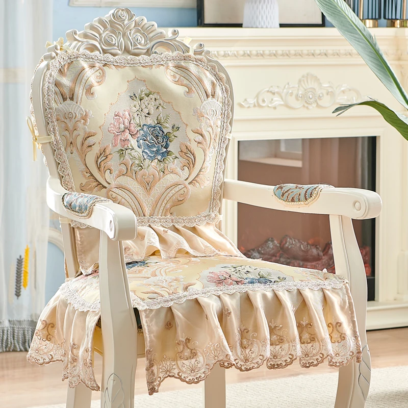 

European Lace Jacquard Armchair Chair Cover Dining Armchair Cushion Backrest Set Four Seasons Universal Chairs Covers Home Decor