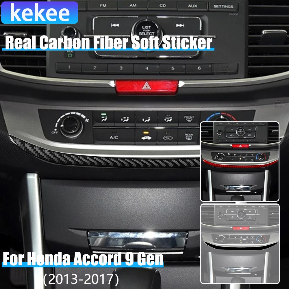 

Real Carbon Fiber Car Accessories Center Console Air Vent Strip Cover Soft Sticker For Honda Accord 9th Gen 2014 2015 2016 2017