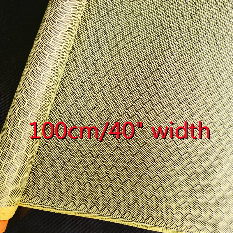 3K 240gsm yellow Football Honeycomb pattern Kevlar Hybrid Carbon Fiber Fabric Cloth 40