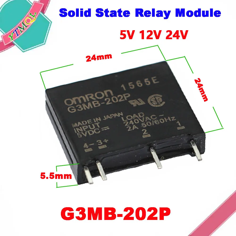 1Pcs Solid State Relay Module G3MB-202P G3MB 202P PCB SIP SSR AC 240V 2A Snubber Circuit Resistor Relay Switch 5V 12V 24V DC-AC