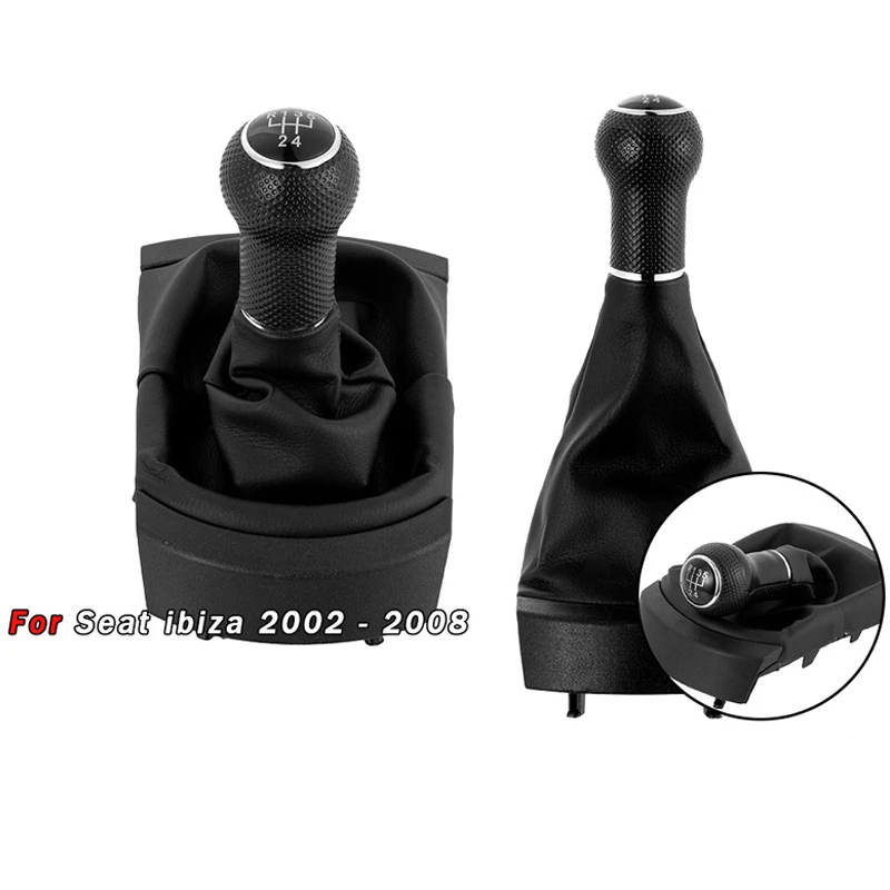 

5/6 Speed Integrated Gear Shift Knob & Dust Boot for Seat Ibiza 2002-2008 - Car Transmission Lever, Durable Auto Accessories