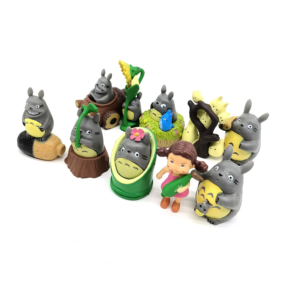 5/10pcs cartoon Totoro Figure Mini Statue Cute Toys Room Ornaments Kawaii Figures Toy Kid Gifts Collecctibles