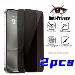 2Pcs Privacy Screen Protector for iPhone 16 15 14 Pro Max 11 12 13 Pro Mini Hydrophobic Coating High Definition Tempered Glass