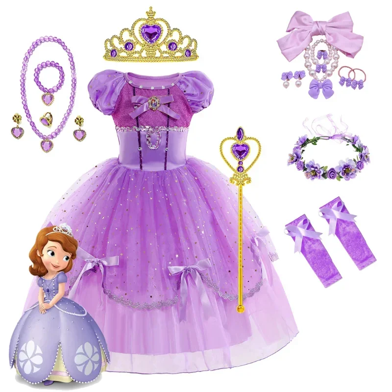 EE01 Princess Dress Children' Birthday Carnival Cosplay Sofia Costume Dance Ball Fancy girls' sequin Clothing Kids Gifts 202&0Ww