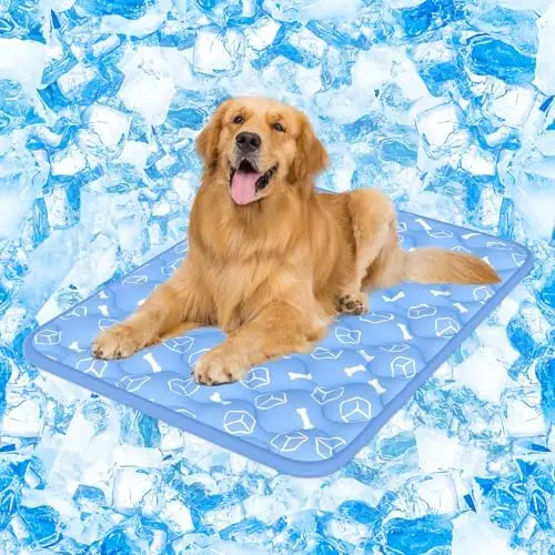 

Rywell Dog Cooling Mat 2.0 - Thick, Waterproof, Color-Changing for Large Pets, Summer Relief, Washable & Non-Toxic