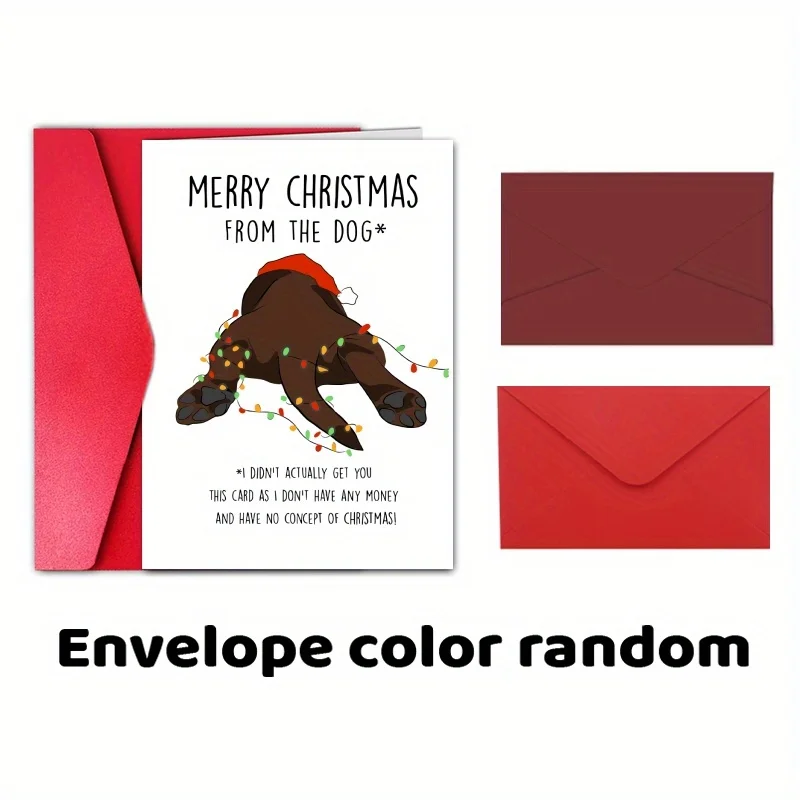 1pc, Happy Christmas Time Card, Merry Christmas Card, December Winter Christmas Greetings Card, Cute Dog Paw Christmas Card