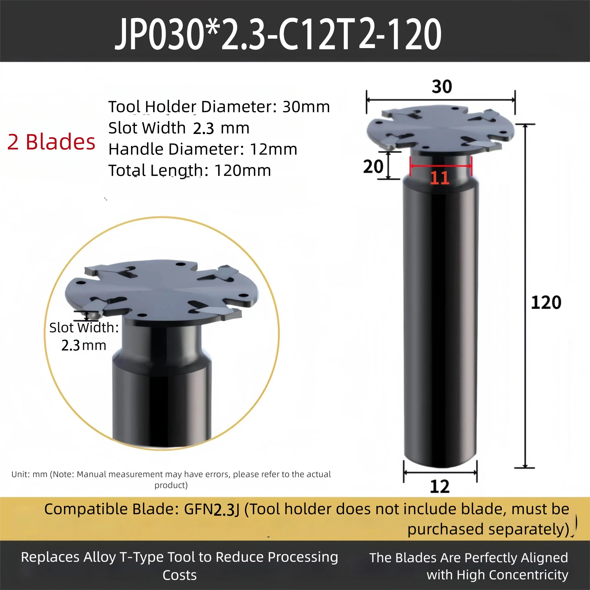 Jp Zaagblad Frees Cutter Bar 40X2 40X3 45X2 45X3 50X2 50X3 Freesgroef Gereedschap Vervangbaar Inzetstuk Gf 2Mm 3Mm