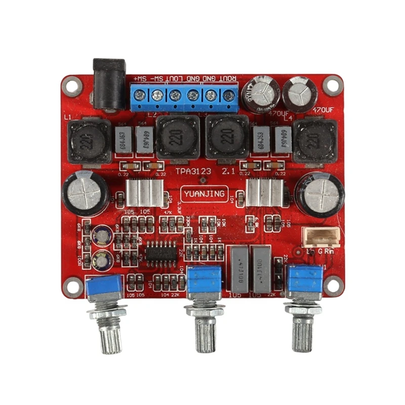 TPA3123 Audio Board Module DC12-24V 2.1 Triple Channel Amplifier Board 2X25w+50W Subwoofer Module Easy Install