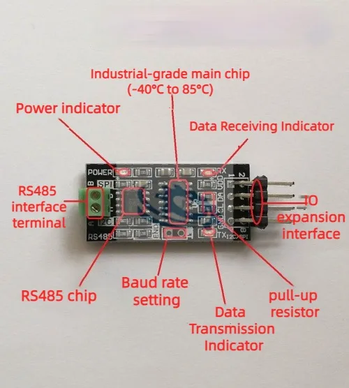 SMbus to RS485/RS485 to I2C, PMbus/SMbus/I2C Industrial Serial Port Expansion Main Module