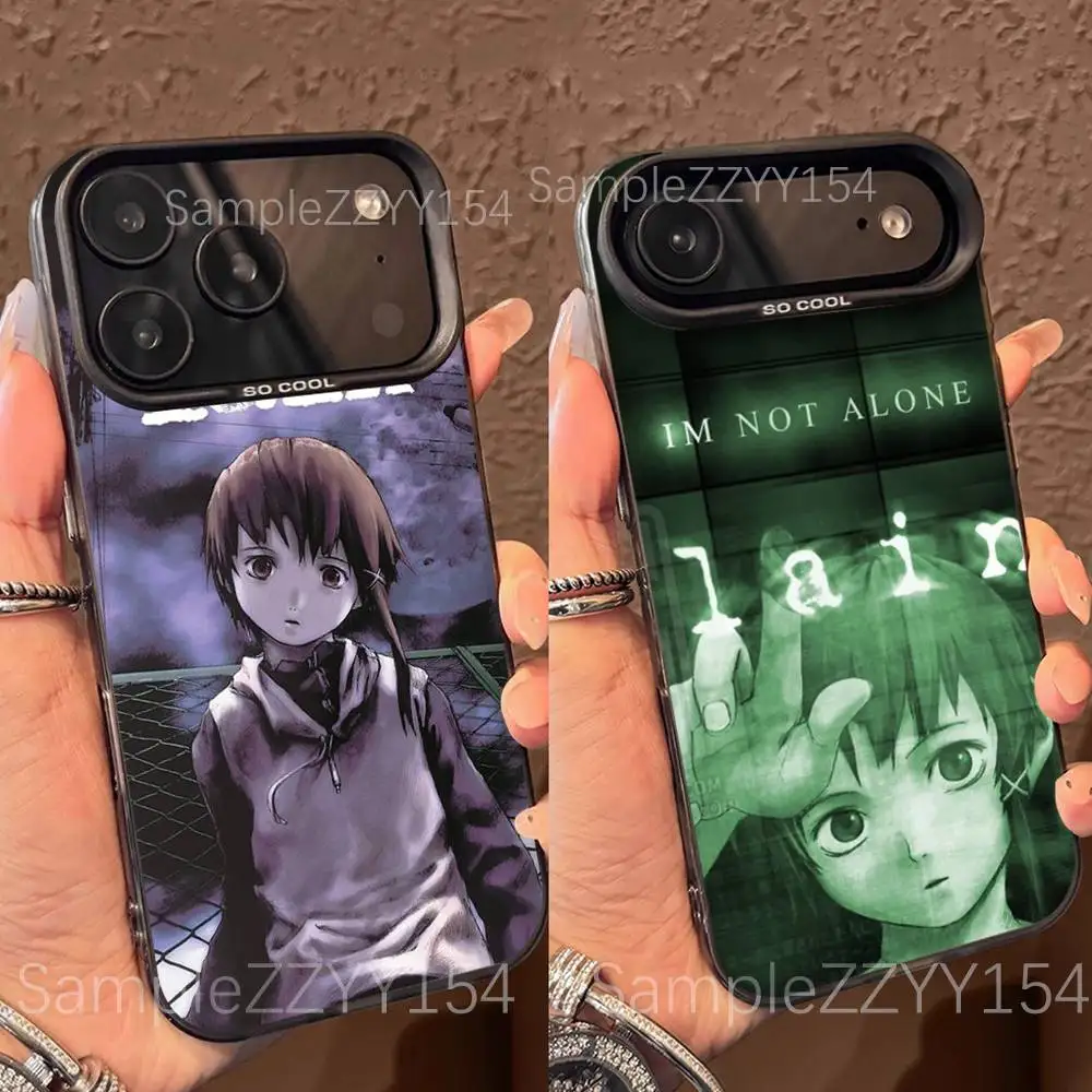 Serial Experiments L-Lain Handyhülle für iPhone 17,16,15,14,13,12,X,8,Pro,Max,Plus,E,SE4,Air,Mini Schwarz IMD Matt