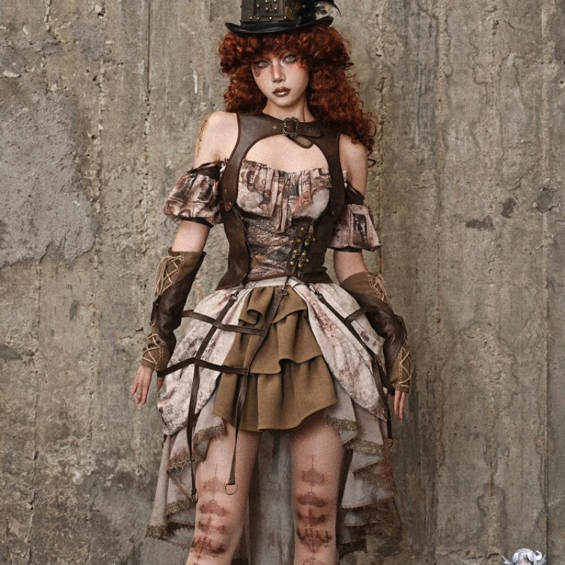 Original PU Retro Punk Design Vest Birdcage Tank Top