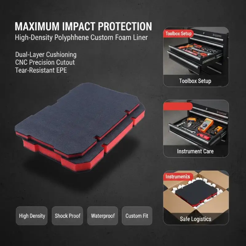 Shockproof Cuttable Foam Inserts for Packout Tool Box, Protective Organizer Pads for Camping Portable Tool Organization