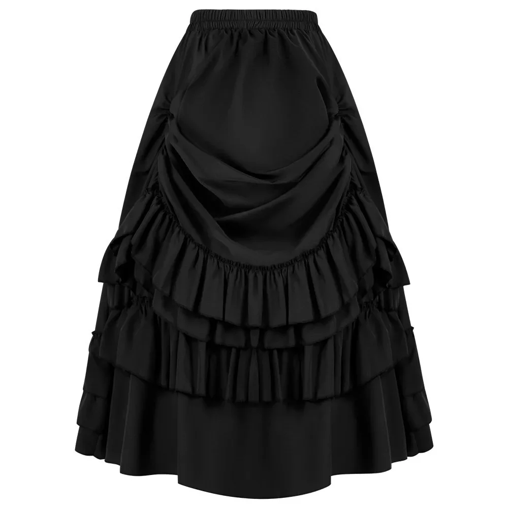 

Steampunk Gothic Corset Skirts Multilayer Shirring Pleated Party Maxi Long Skirt High Waist Punk Sexy Women Victorian Costumes