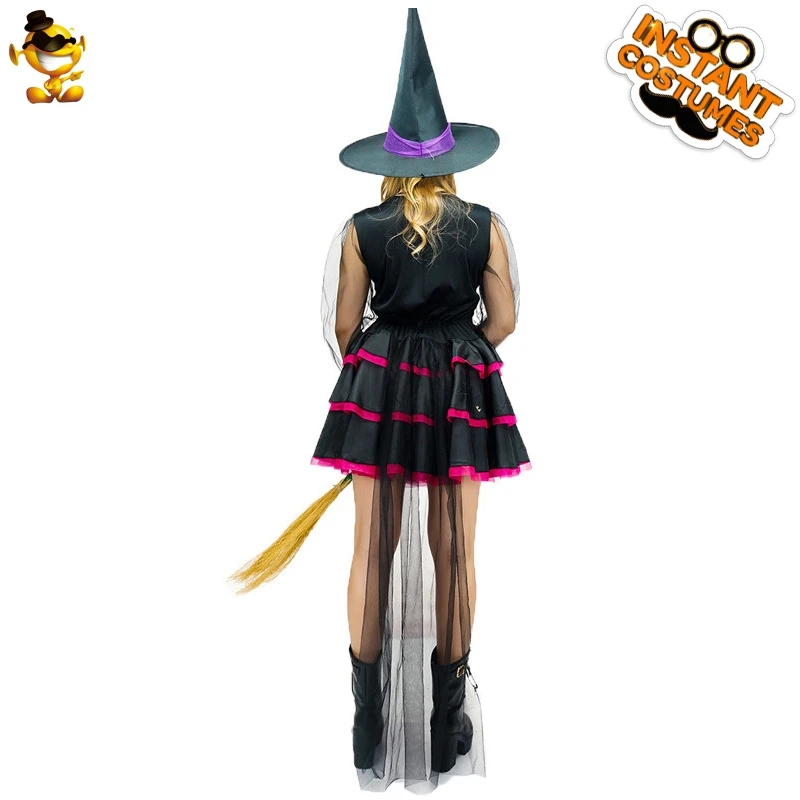 Disfraces de bruja sexys para mujer, disfraz de Halloween, Purim, ropa de mujer adulta, Vestido corto de lujo para fiesta, ropa de juego de rol