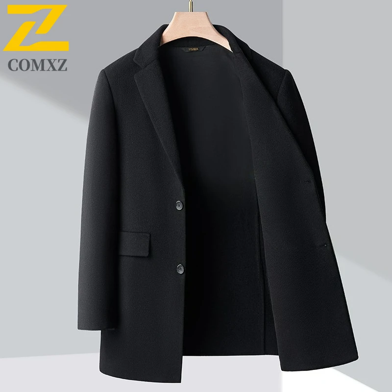 2025 Men Wool Overcoat Winter Fashion Classic Turndown Collar Premium TrenchCoat ​Business Medium Long Styles Windproof Jackets