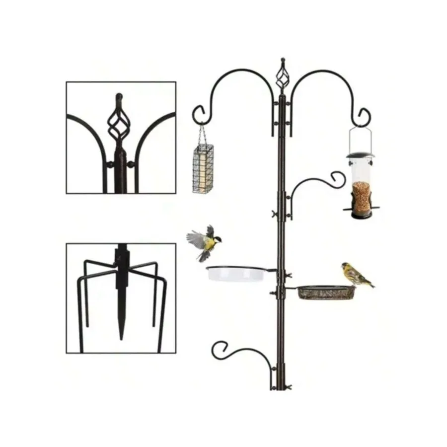 

【New style】Bird Feeding Kit Bird Feeder Pole Wild Bird Feeder Hanging Kit Planter Hanger Multi Feeder Hanging With Metal Suet