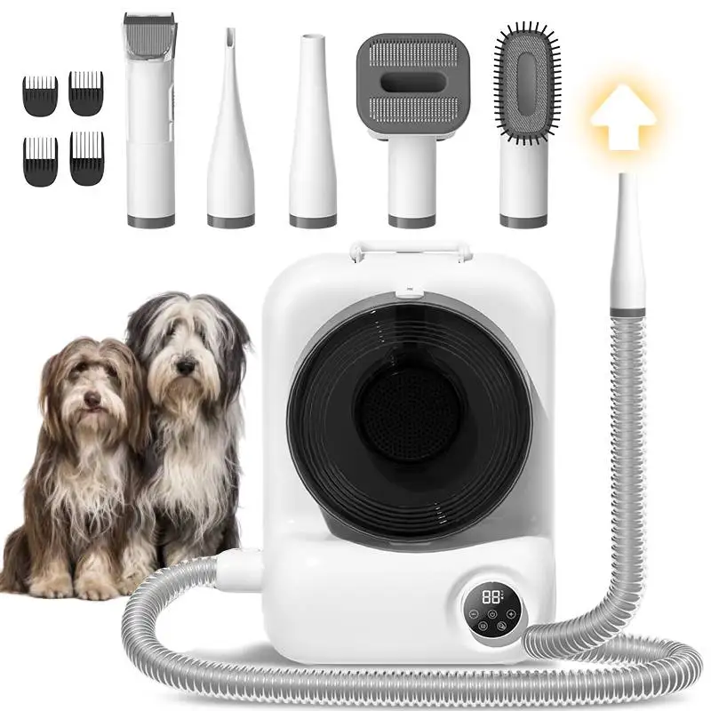 Pro Dryer with 5 Grooming Tools for Long Haired Dog and Other Animals Electric Pet Grooming Kit & Vacuum Suction 99% Pet Hair