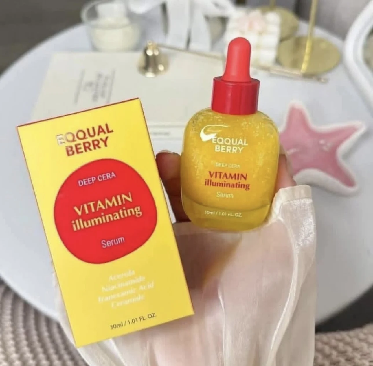 Suero Iluminador con Vitamina EQQUALBERRY de 30 ml, Suero Reafirmante con Cera de Bakuchiol, Alternativa al Retinol, Suero Facial Antienvejecimiento