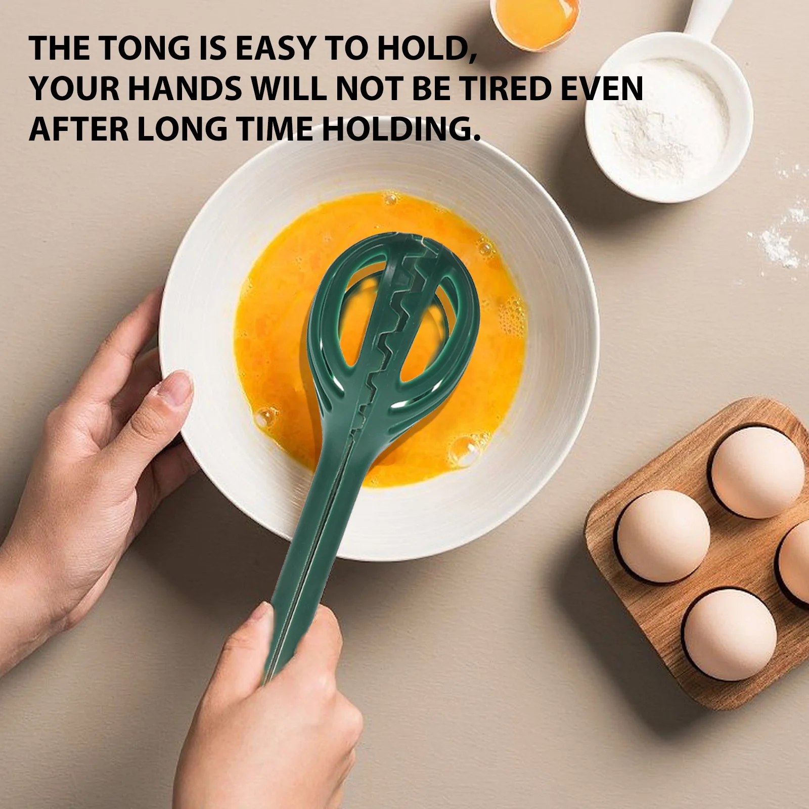 

Multifunctional Egg Whisk and Long Handle Kitchen Tongs Food Clip for Cooking Pasta Salad Mixing Egg Beater Cooking