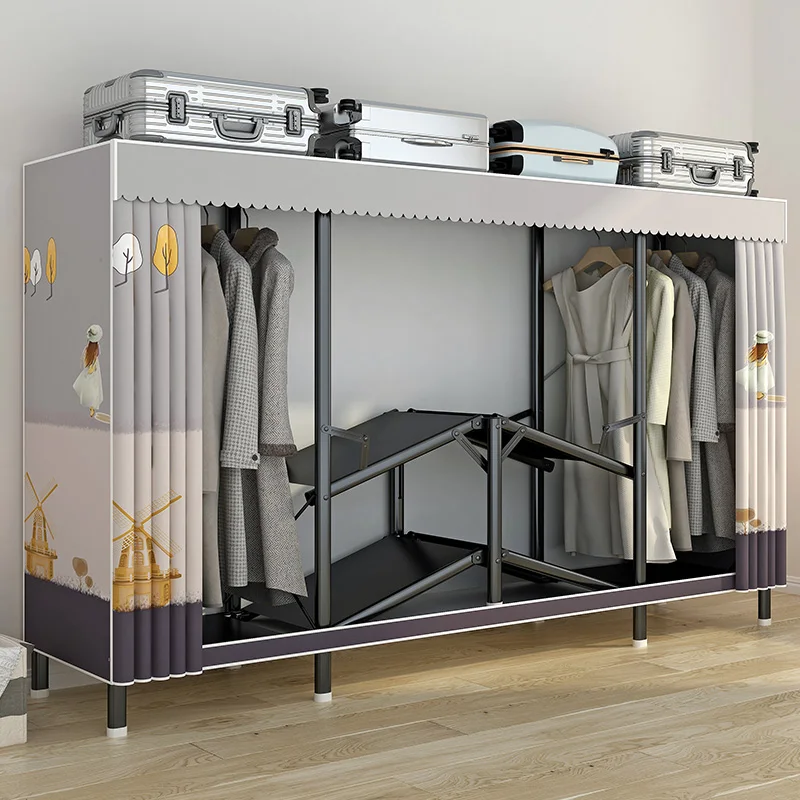 

Luxury Large Fabric Wardrobes Hanging Clothes Tall Display Storage Closet Space Saving House Roupeiros De Quarto Furniture