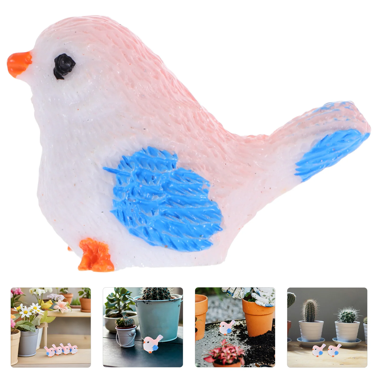 

4 Pcs Realistic Resin Bird Figurines for Garden Mini Landscape Decoration Use Small Statue Accessories Plants Toy
