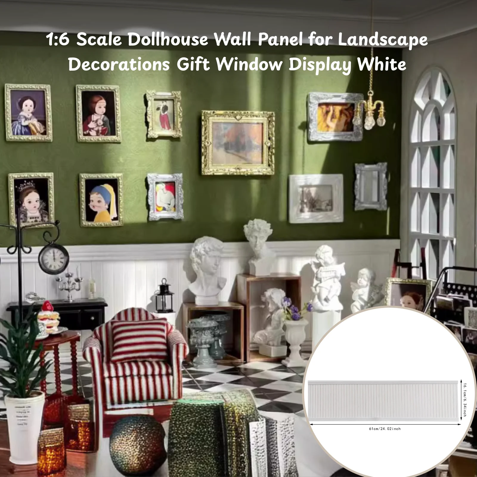 

1/6 Dollhouse Wall Panel Realistic DIY Accs Mini Wainscoting Panel for Gift Life Scene Layout Furnishings DIY Model Ornaments