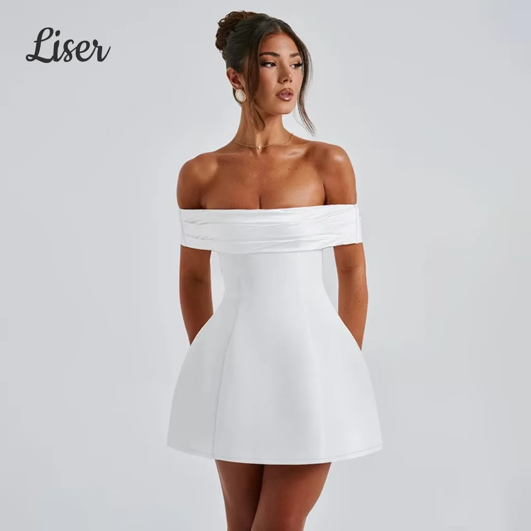 

Liser Customized Off the Shoulder Short Evening Dresses Elegant A-line High Quality Custom Made платье на выпускной prom dresses