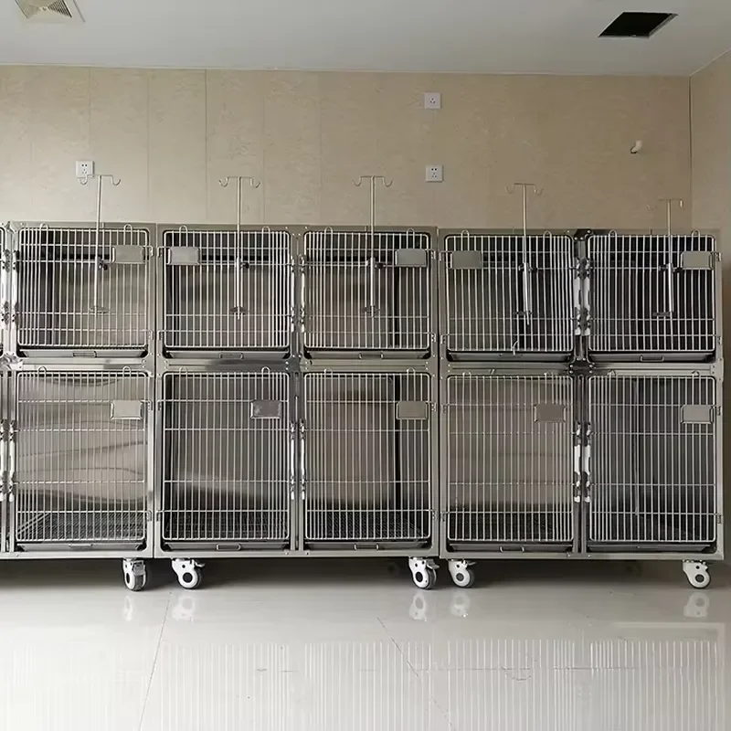 Professional Stainless Steel Solid Pattern Stackable Breathable Large Dog Kennel Cage Modular Crates for Dogs