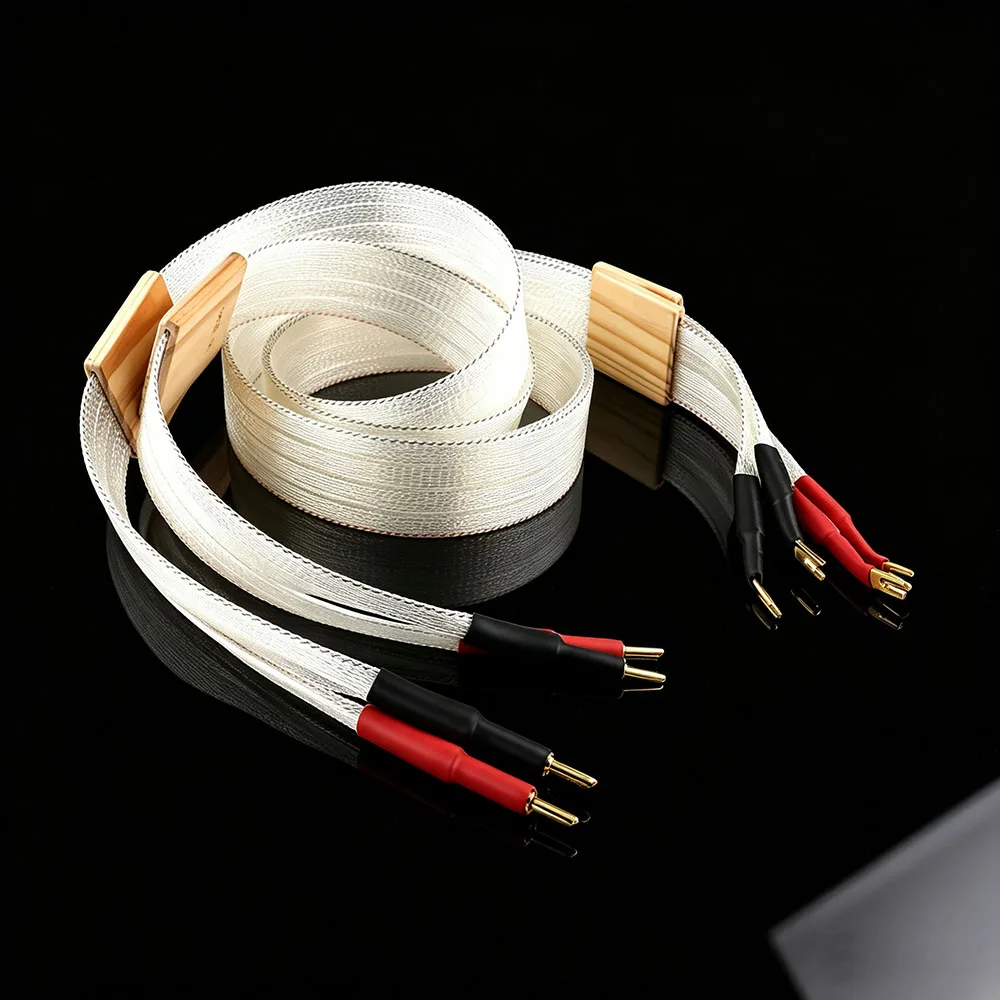 High Quality Reference Speaker Cable Hifi Speaker Cable OCC Silver Plated Loudspeaker With Gold Plated Lockable Banana Plug