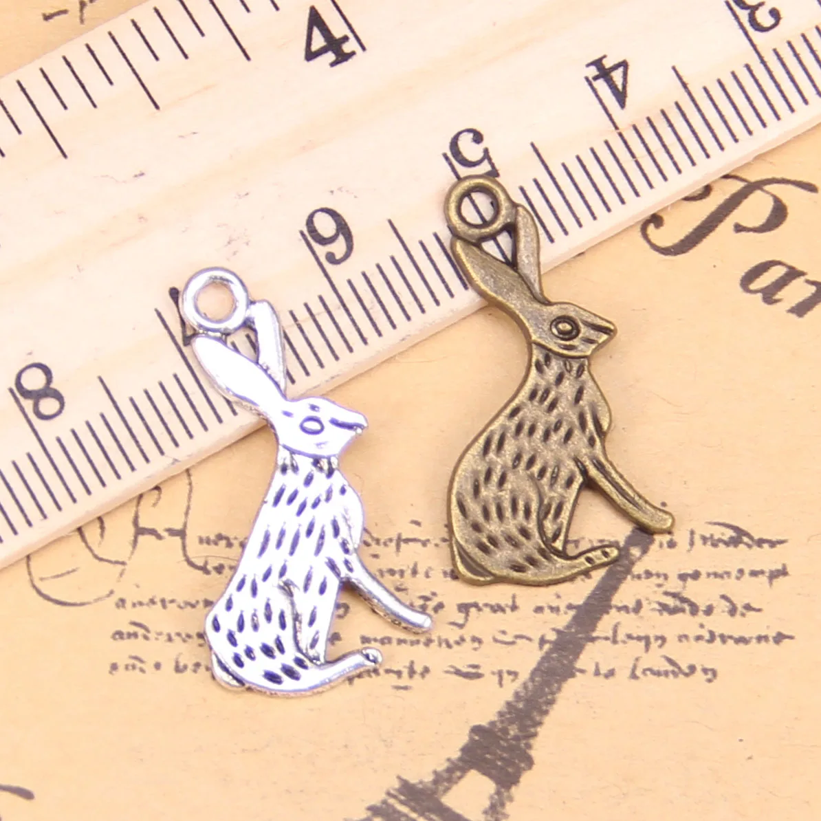 145pcs Charms For Jewelry Making rabbit 26x14mm Antique Silver Plated Pendants DIY Handmake Tibetan Silver Bracelet Necklace