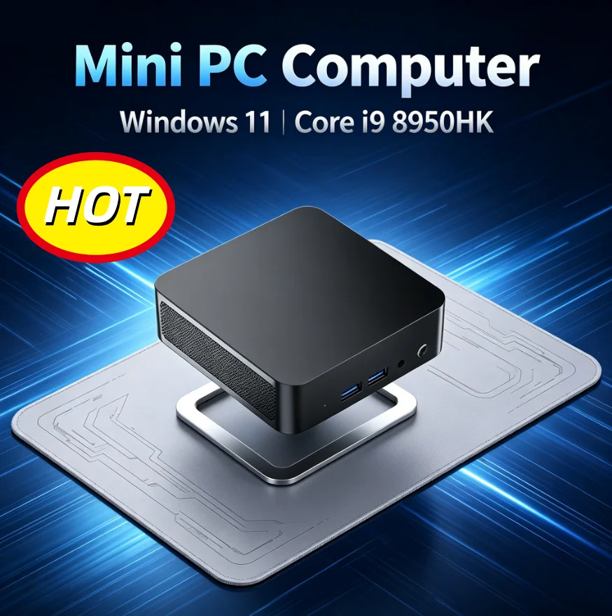 Powerful Mini PC Core I9 8950HK With Laptop Bag Windows 11 Pro 16GB 2TB M.2 SSD WiFi6 BT5.2 Portable Desktop Computer