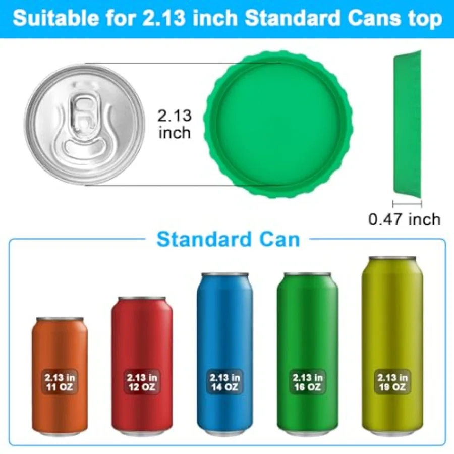 Silicone Soda Can Cover Lids, Reusable Soda Can Lids Beer Can Covers Pop Can Covers, BPA Free Silicone Can Cover, Stopper and P