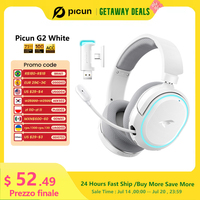 Picun G2 2.4GHz Bluetooth Wireless Gaming Headset For PC PS4 PS5 Phone Switch 5ms Low Latency 7.1 Surround Wired Headset ENC Mic