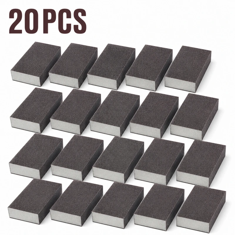 20PCS Sandpaper Sponge Sanding Blocks Wet and Dry Sanding Sponges Reusable Sanding Pads for Wood Walls and Metal