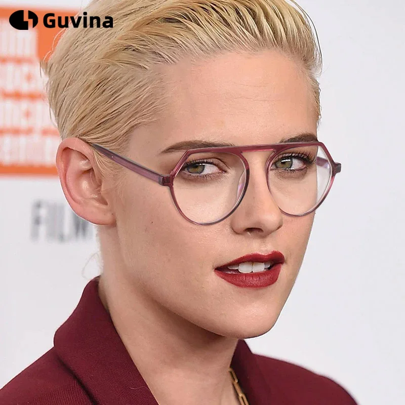 

Guvina Round Women's Reading Glasses Anti Blue Quality Resin Aspheric Glasses Lenses Large Men's Computer Eyeglasses